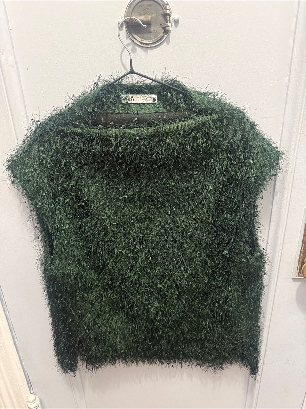 Zara Deep Green Eyelash Knit Top